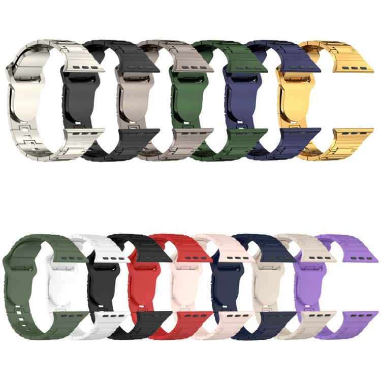 For Apple Watch 9 41mm Square Buckle Armor Style Silicone Watch Band(Black) - Watch Bands by PMC TechLife | Online Shopping South Africa | PMC TechLife
