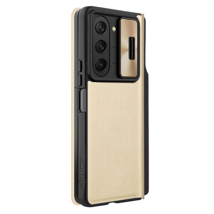 For Samsung Galaxy Z Fold5 NILLKIN QIN Series Pro Sliding Camera Cover Design Leather Phone Case(Gold) - Galaxy Z Fold5 Cases by NILLKIN | Online Shopping South Africa | PMC Jewellery