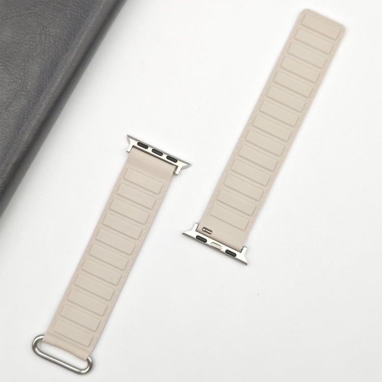 For Apple Watch 9 41mm Reverse Buckle Magnetic Silicone Watch Band(Silver Buckle Starlight) - Watch Bands by PMC TechLife | Online Shopping South Africa | PMC TechLife