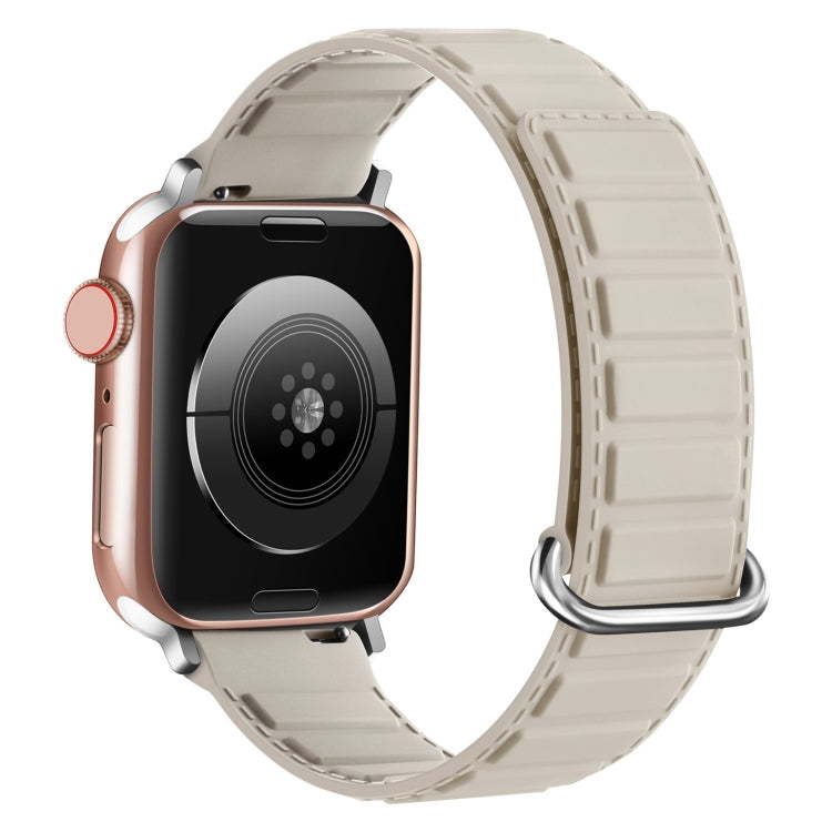 For Apple Watch 9 45mm Reverse Buckle Magnetic Silicone Watch Band(Silver Buckle Starlight) - Watch Bands by PMC TechLife | Online Shopping South Africa | PMC TechLife