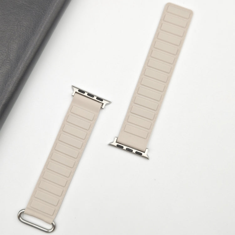 For Apple Watch 9 45mm Reverse Buckle Magnetic Silicone Watch Band(Silver Buckle Starlight) - Watch Bands by PMC TechLife | Online Shopping South Africa | PMC TechLife