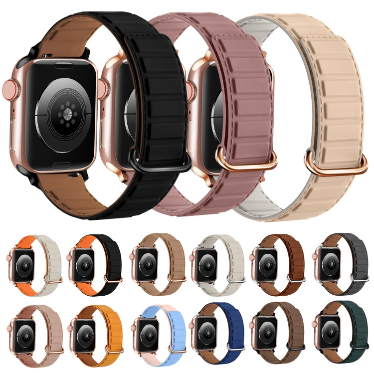 For Apple Watch 9 45mm Reverse Buckle Magnetic Silicone Watch Band(Silver Buckle Starlight) - Watch Bands by PMC TechLife | Online Shopping South Africa | PMC TechLife