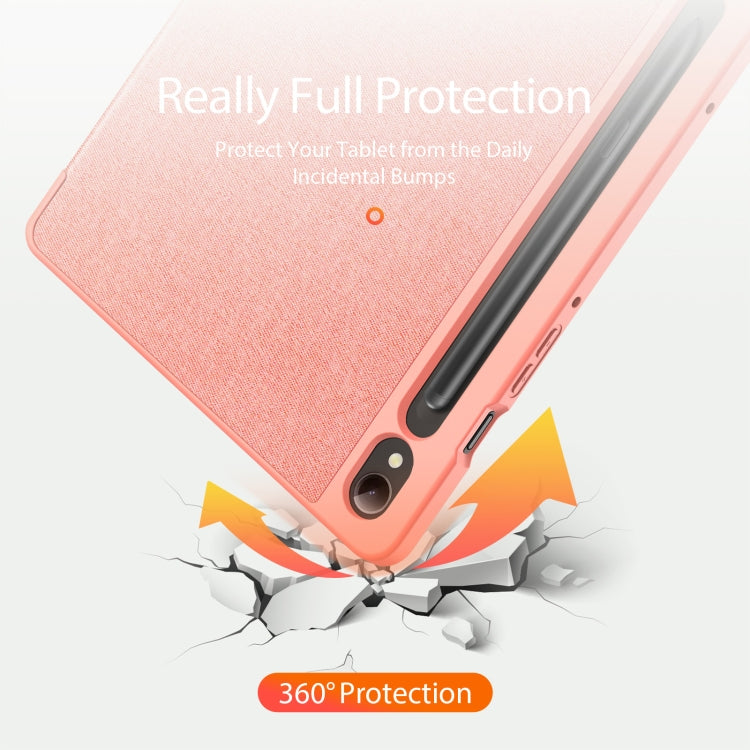 For Samsung Galaxy Tab S9 DUX DUCIS Domo Series Cloth Texture Magnetic Leather Tablet Case(Pink) - Galaxy Tab S9 Cases by DUX DUCIS | Online Shopping South Africa | PMC Jewellery | Buy Now Pay Later Mobicred