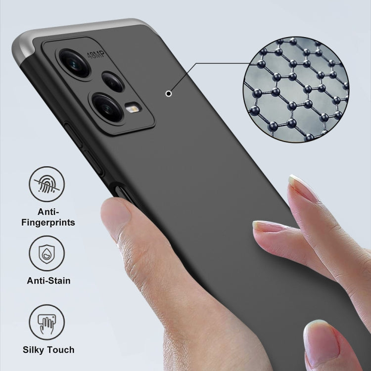 For Xiaomi Redmi Note 12 5G Global GKK Three Stage Splicing Full Coverage PC Phone Case(Black Silver) - Note 12 Cases by GKK | Online Shopping South Africa | PMC Jewellery