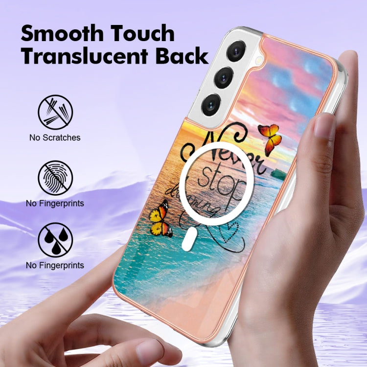 For Samsung Galaxy S22+ 5G Marble Pattern Dual-side IMD Magsafe TPU Phone Case(Dream Butterfly) - Galaxy S22+ 5G Cases by PMC TechLife | Online Shopping South Africa | PMC TechLife | Buy Now Pay Later Mobicred