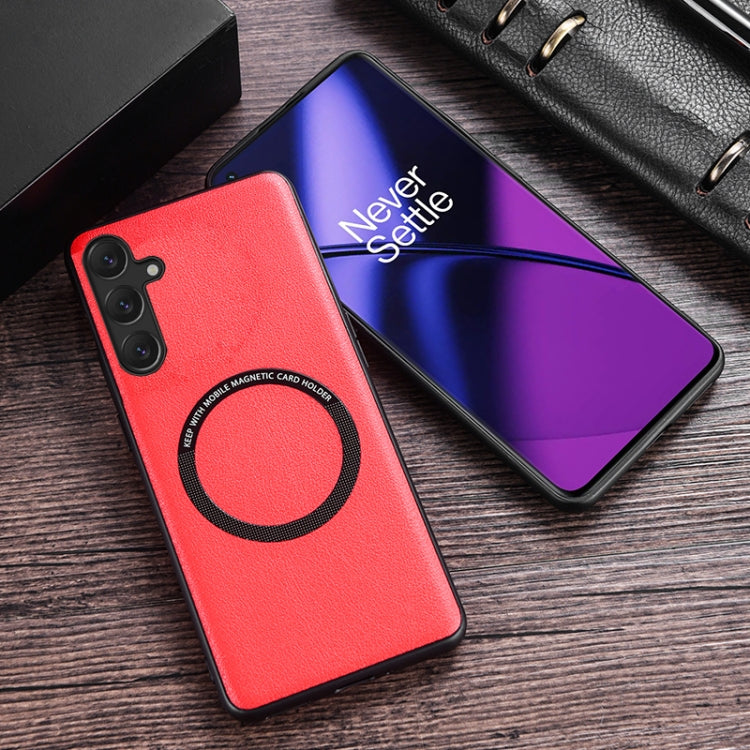 For Samsung Galaxy S23 FE 5G MagSafe Magnetic PU Phone Case(Red) - Galaxy S23 FE 5G Cases by PMC TechLife | Online Shopping South Africa | PMC TechLife