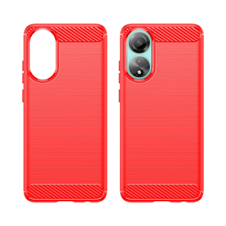 For OPPO A78 4G Brushed Texture Carbon Fiber TPU Phone Case(Red) - OPPO Cases by PMC TechLife | Online Shopping South Africa | PMC TechLife | Buy Now Pay Later Mobicred