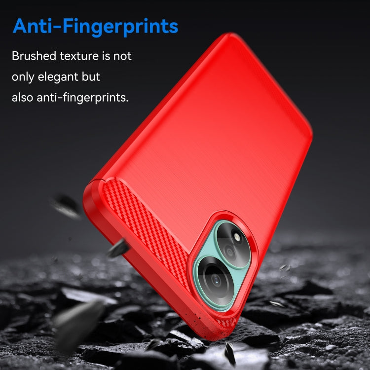 For OPPO A78 4G Brushed Texture Carbon Fiber TPU Phone Case(Red) - OPPO Cases by PMC TechLife | Online Shopping South Africa | PMC TechLife | Buy Now Pay Later Mobicred