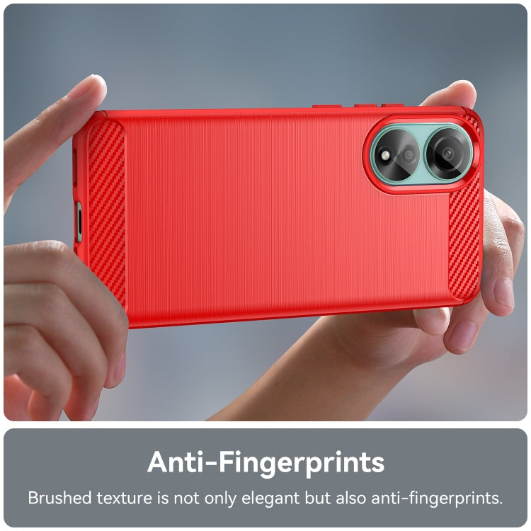 For OPPO A78 4G Brushed Texture Carbon Fiber TPU Phone Case(Red) - OPPO Cases by PMC TechLife | Online Shopping South Africa | PMC TechLife | Buy Now Pay Later Mobicred