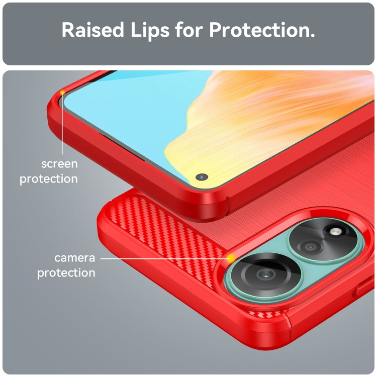 For OPPO A78 4G Brushed Texture Carbon Fiber TPU Phone Case(Red) - OPPO Cases by PMC TechLife | Online Shopping South Africa | PMC TechLife | Buy Now Pay Later Mobicred