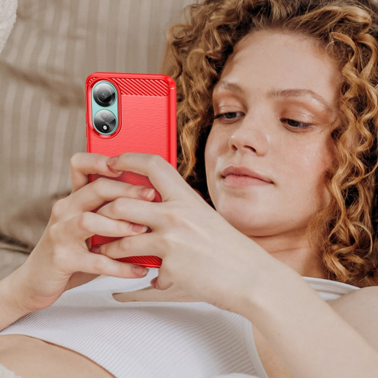 For OPPO A78 4G Brushed Texture Carbon Fiber TPU Phone Case(Red) - OPPO Cases by PMC TechLife | Online Shopping South Africa | PMC TechLife | Buy Now Pay Later Mobicred