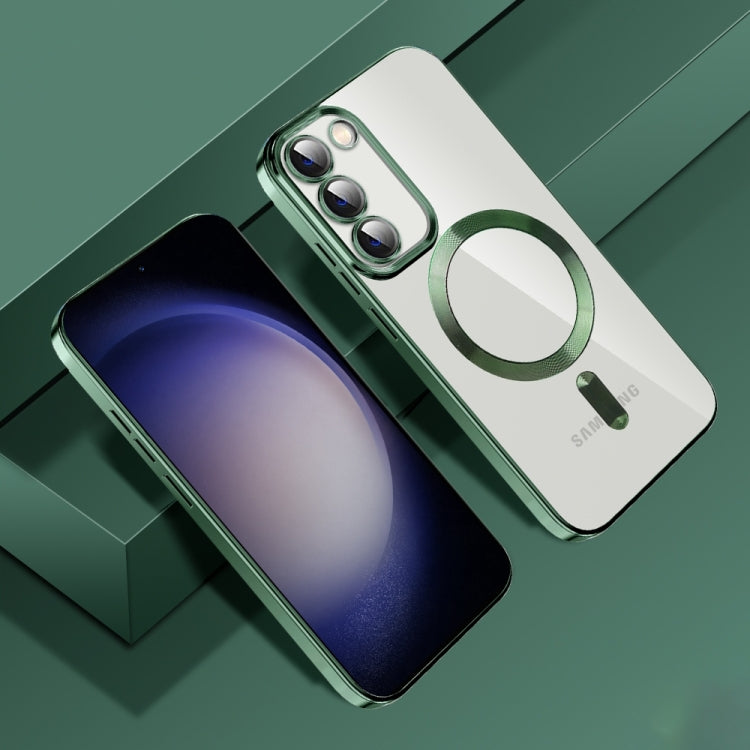 For Samsung Galaxy S20 FE CD Texture Plating TPU MagSafe Phone Case with Lens Film(Dark Green) - Galaxy S20 FE Cases by PMC TechLife | Online Shopping South Africa | PMC TechLife