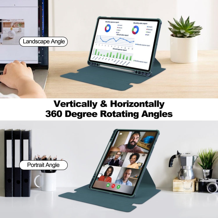 For Samsung Galaxy Tab S9 FE / S10 FE 360 Rotation Transparent Smart Leather Case with Keyboard(Dark Green) - Galaxy Tab S9 FE by PMC TechLife | Online Shopping South Africa | PMC TechLife | Buy Now Pay Later Mobicred