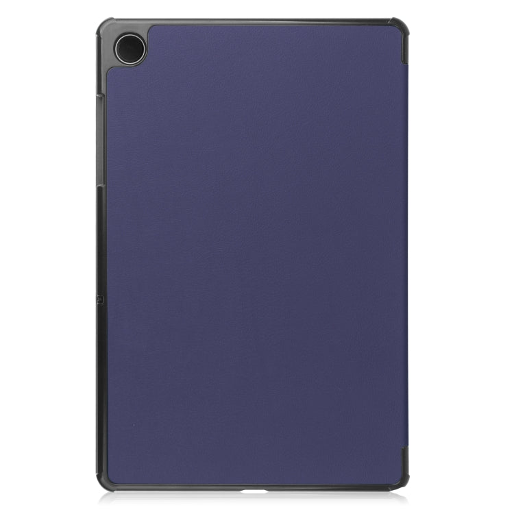 For Samsung Galaxy Tab A9 Custer Pure Color 3-Fold Holder Leather Tablet Case(Dark Blue) - free shipping - PMC TechLife - Order now!