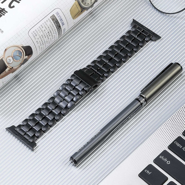 For Apple Watch SE 2023 44mm Five Beads Titanium Steel Watch Band(Black) - Watch Bands by PMC TechLife | Online Shopping South Africa | PMC TechLife