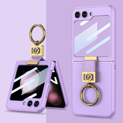 For Samsung Galaxy Z Flip5 GKK Ultra-thin Z Ring Holder Leather Phone Case(Purple) - Galaxy Z Flip5 Cases by GKK | Online Shopping South Africa | PMC Jewellery | Buy Now Pay Later Mobicred