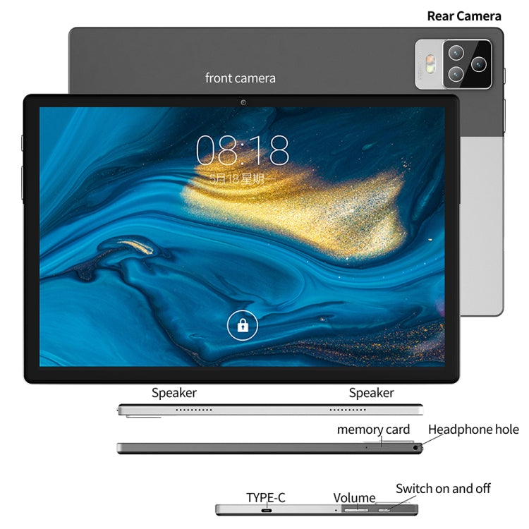 BDF P70 4G LTE Tablet PC 10.1 inch, 8GB+128GB, Android 11 MTK6755 Octa Core, Support Dual SIM, EU Plug(Silver) - BDF by BDF | Online Shopping South Africa | PMC Jewellery | Buy Now Pay Later Mobicred