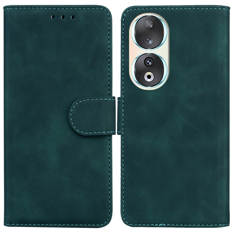 For Honor 90 Skin Feel Pure Color Flip Leather Phone Case(Green) - Honor Cases by PMC TechLife | Online Shopping South Africa | PMC TechLife | Buy Now Pay Later Mobicred