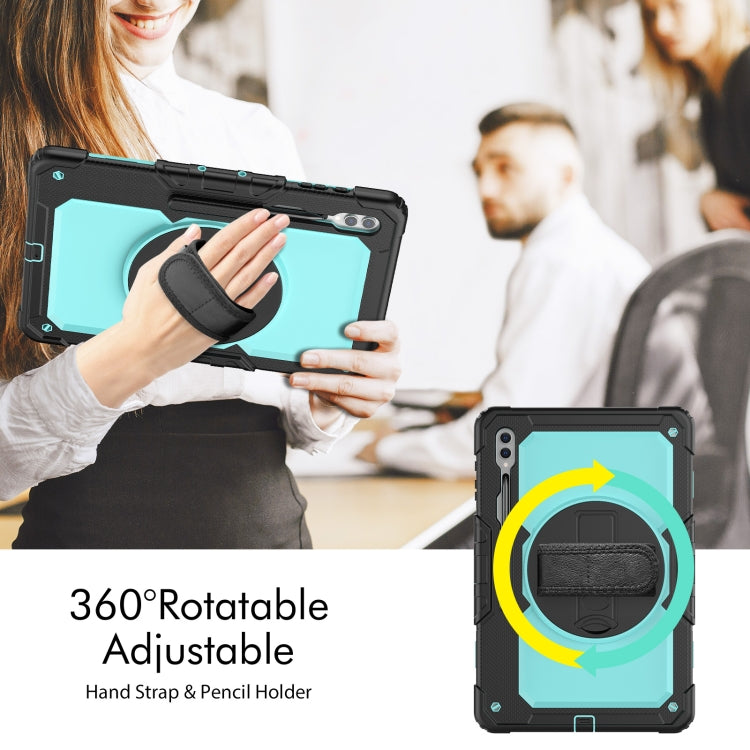 For Samsung Galaxy Tab S9 Ultra / S10 Ultra Silicone Hybrid PC Tablet Protective Case(Black+Light Blue) - Galaxy Tab S9 Ultra Cases by PMC TechLife | Online Shopping South Africa | PMC TechLife | Buy Now Pay Later Mobicred