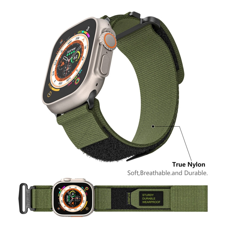 For Apple Watch SE 2023 44mm AW Nylon Two-Section Watch Band(Army Green) - Watch Bands by PMC TechLife | Online Shopping South Africa | PMC TechLife