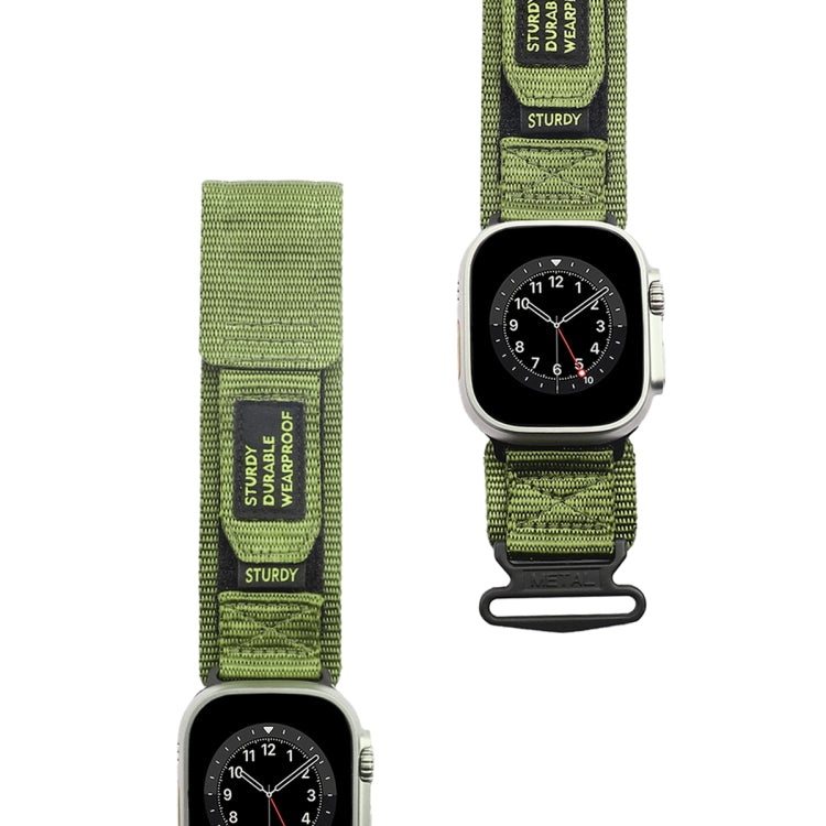 For Apple Watch SE 2023 44mm AW Nylon Two-Section Watch Band(Army Green) - Watch Bands by PMC TechLife | Online Shopping South Africa | PMC TechLife