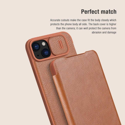 For iPhone 15 Plus NILLKIN QIN Series Pro Sliding Camera Cover Design Leather Phone Case(Brown) - iPhone 15 Plus Cases by NILLKIN | Online Shopping South Africa | PMC Jewellery