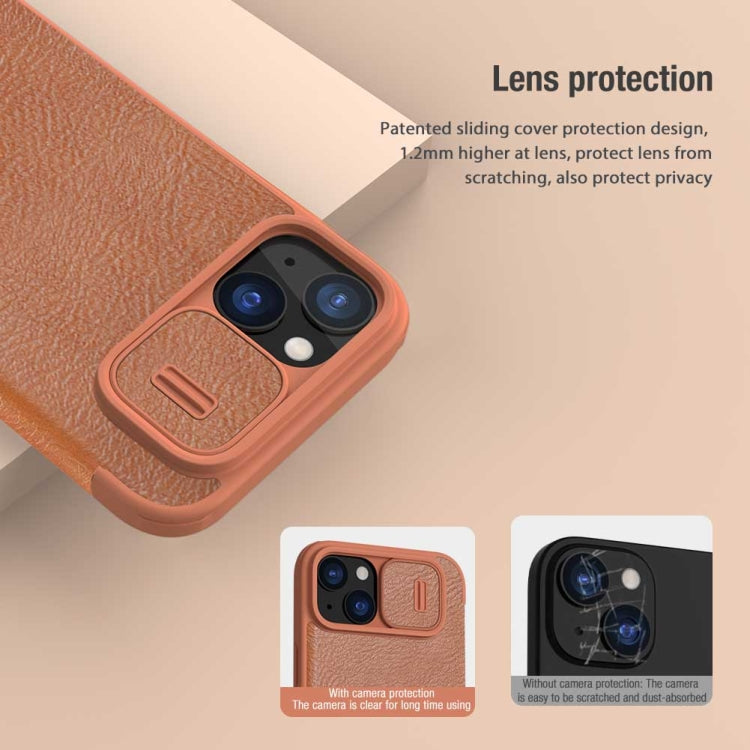 For iPhone 15 Plus NILLKIN QIN Series Pro Sliding Camera Cover Design Leather Phone Case(Red) - iPhone 15 Plus Cases by NILLKIN | Online Shopping South Africa | PMC TechLife | Buy Now Pay Later Mobicred