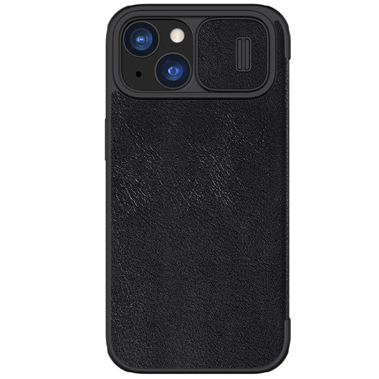 For iPhone 15 NILLKIN QIN Series Pro Sliding Camera Cover Design Leather Phone Case(Black) - iPhone 15 Cases by NILLKIN | Online Shopping South Africa | PMC Jewellery