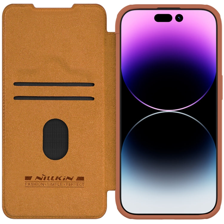 For iPhone 15 Pro Max NILLKIN QIN Series Pro Sliding Camera Cover Design Leather Phone Case(Brown) - iPhone 15 Pro Max Cases by NILLKIN | Online Shopping South Africa | PMC Jewellery