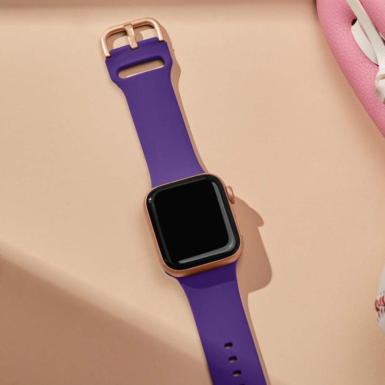 For Apple Watch 8 45mm Pin Buckle Silicone Watch Band(Purple) - Watch Bands by PMC TechLife | Online Shopping South Africa | PMC TechLife