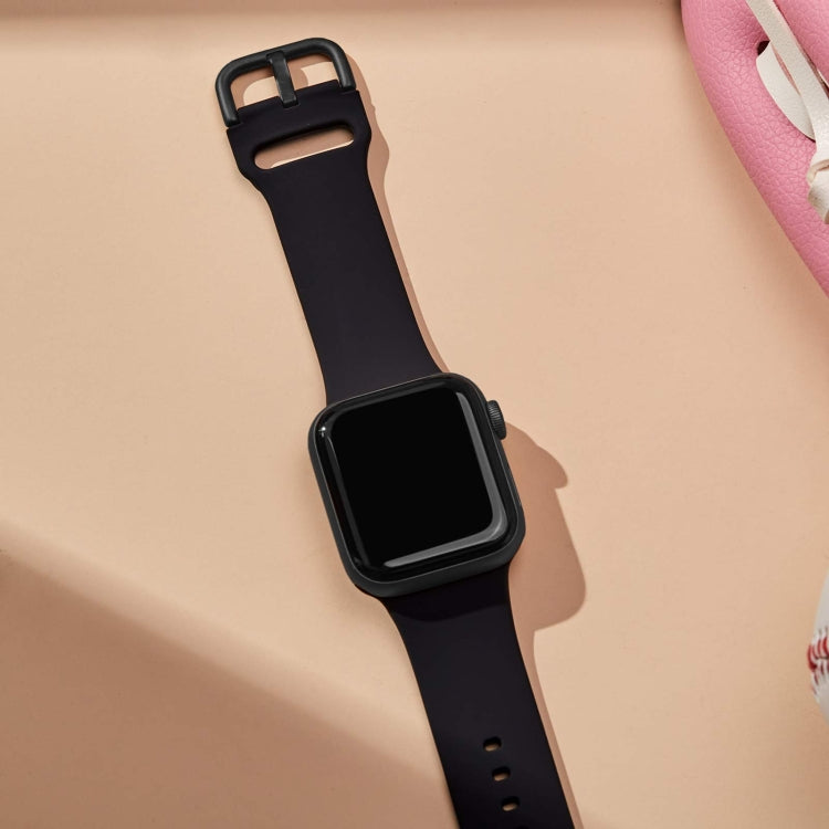 For Apple Watch 7 41mm Pin Buckle Silicone Watch Band(Black) - Watch Bands by PMC TechLife | Online Shopping South Africa | PMC TechLife