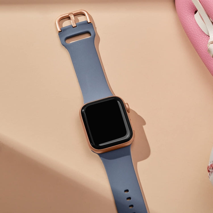 For Apple Watch 7 41mm Pin Buckle Silicone Watch Band(Blue Grey) - Watch Bands by PMC TechLife | Online Shopping South Africa | PMC TechLife