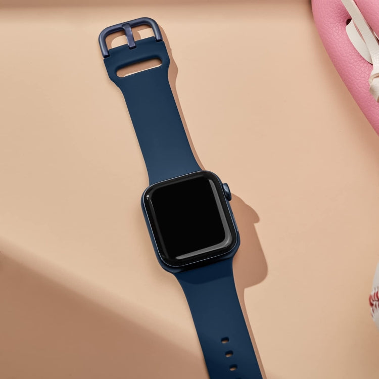 For Apple Watch SE 40mm Pin Buckle Silicone Watch Band(Abyss Blue) - Watch Bands by PMC TechLife | Online Shopping South Africa | PMC TechLife