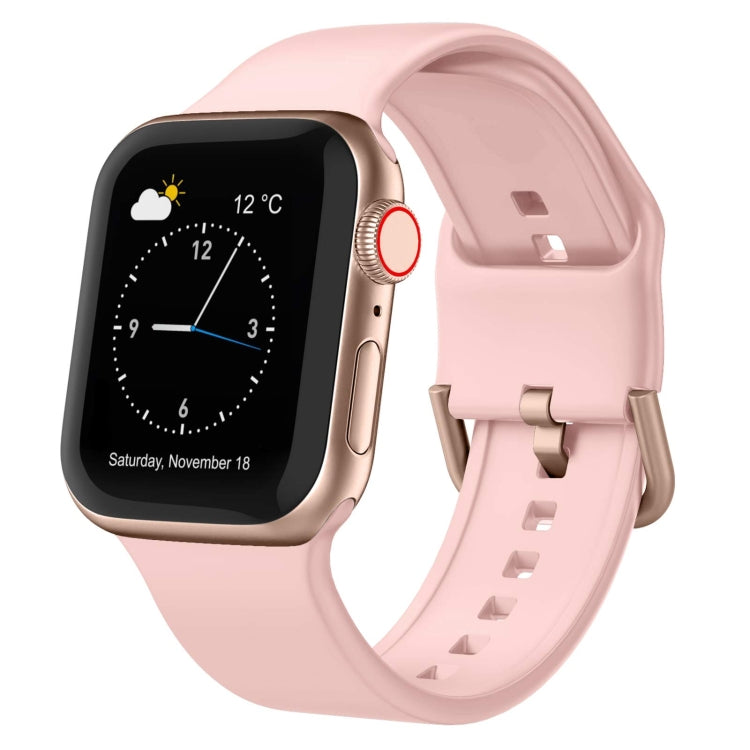 For Apple Watch SE 44mm Pin Buckle Silicone Watch Band(Pink) - Watch Bands by PMC TechLife | Online Shopping South Africa | PMC TechLife
