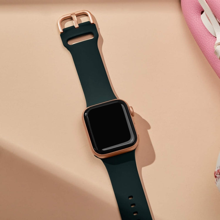 For Apple Watch 5 40mm Pin Buckle Silicone Watch Band(Dark Green) - Watch Bands by PMC TechLife | Online Shopping South Africa | PMC TechLife