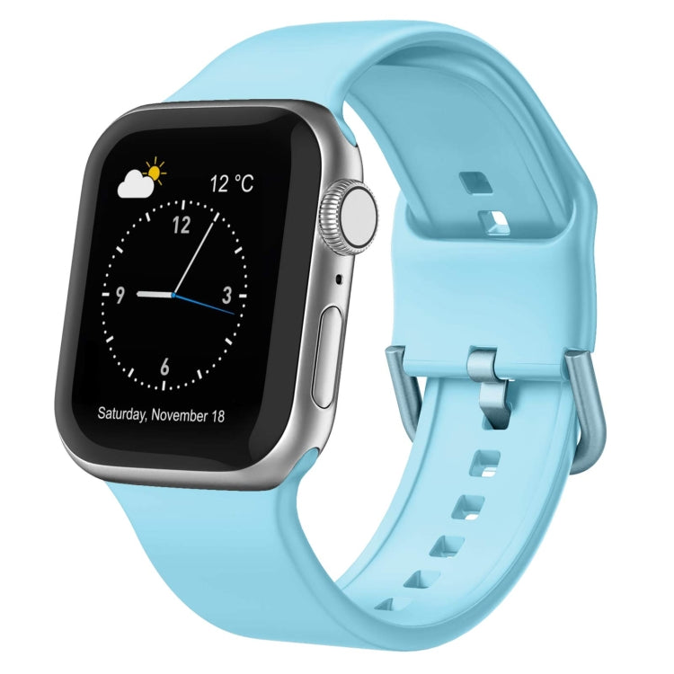 For Apple Watch 3 42mm Pin Buckle Silicone Watch Band(Light Blue) - Watch Bands by PMC TechLife | Online Shopping South Africa | PMC TechLife