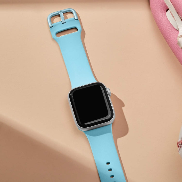For Apple Watch 3 42mm Pin Buckle Silicone Watch Band(Light Blue) - Watch Bands by PMC TechLife | Online Shopping South Africa | PMC TechLife