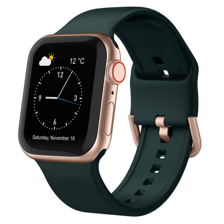 For Apple Watch 3 42mm Pin Buckle Silicone Watch Band(Dark Green) - Watch Bands by PMC TechLife | Online Shopping South Africa | PMC TechLife