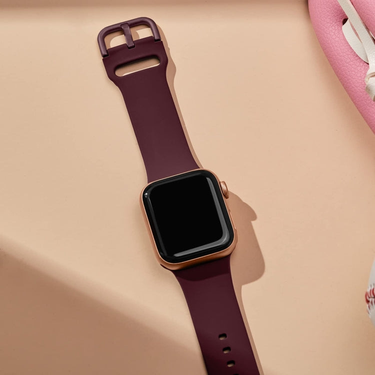For Apple Watch 2 42mm Pin Buckle Silicone Watch Band(Wine Red) - Watch Bands by PMC TechLife | Online Shopping South Africa | PMC TechLife