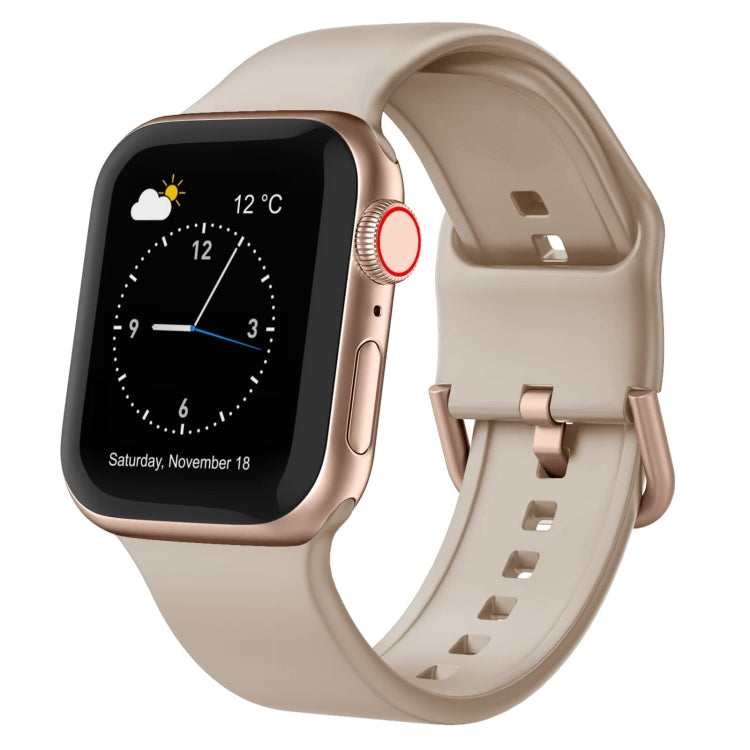 For Apple Watch 38mm Pin Buckle Silicone Watch Band(Milk Tea) - Watch Bands by PMC TechLife | Online Shopping South Africa | PMC TechLife
