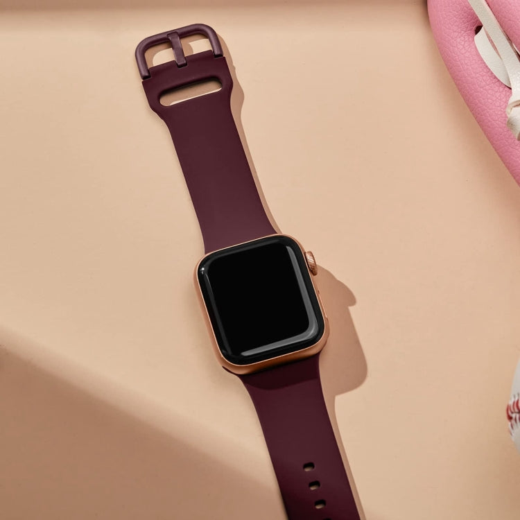 For Apple Watch Series 9 41mm Pin Buckle Silicone Watch Band(Wine Red) - Watch Bands by PMC TechLife | Online Shopping South Africa | PMC TechLife