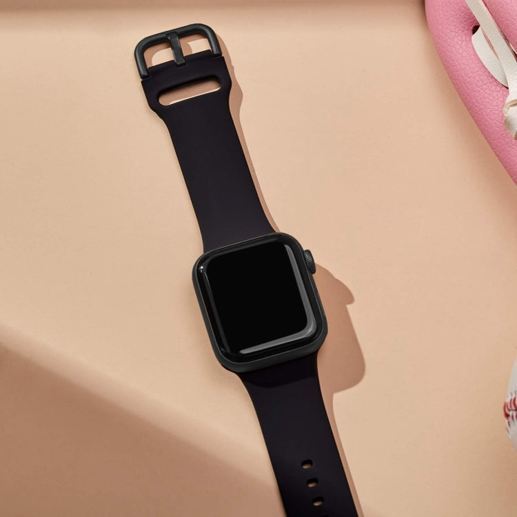 For Apple Watch Series 9 45mm Pin Buckle Silicone Watch Band(Black) - Watch Bands by PMC TechLife | Online Shopping South Africa | PMC TechLife