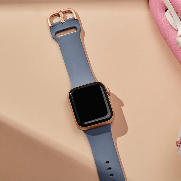 For Apple Watch SE 2023 44mm Pin Buckle Silicone Watch Band(Blue Grey) - Watch Bands by PMC TechLife | Online Shopping South Africa | PMC TechLife