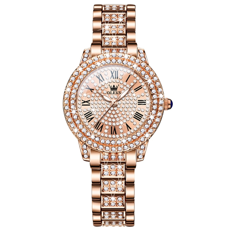 OLEVS 9943 Women Diamond Waterproof Quartz Watch(Rose Gold Diamond Face) - Metal Strap Watches by OLEVS | Online Shopping South Africa | PMC Jewellery