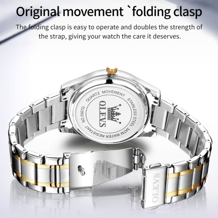 OLEVS 5567 Men Steel Strap Waterproof Quartz Watch(White + Gold) - Metal Strap Watches by OLEVS | Online Shopping South Africa | PMC Jewellery | Buy Now Pay Later Mobicred