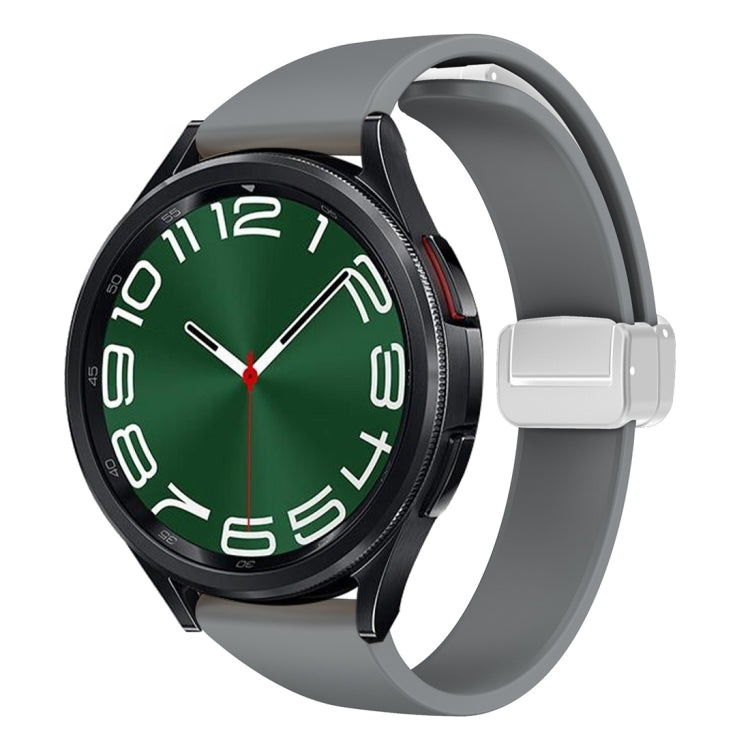For Samsung Galaxy Watch 6 / 6 Classic Magnetic Silver Buckle Slim Silicone Watch Band(Space Grey) - Watch Bands by PMC TechLife | Online Shopping South Africa | PMC TechLife