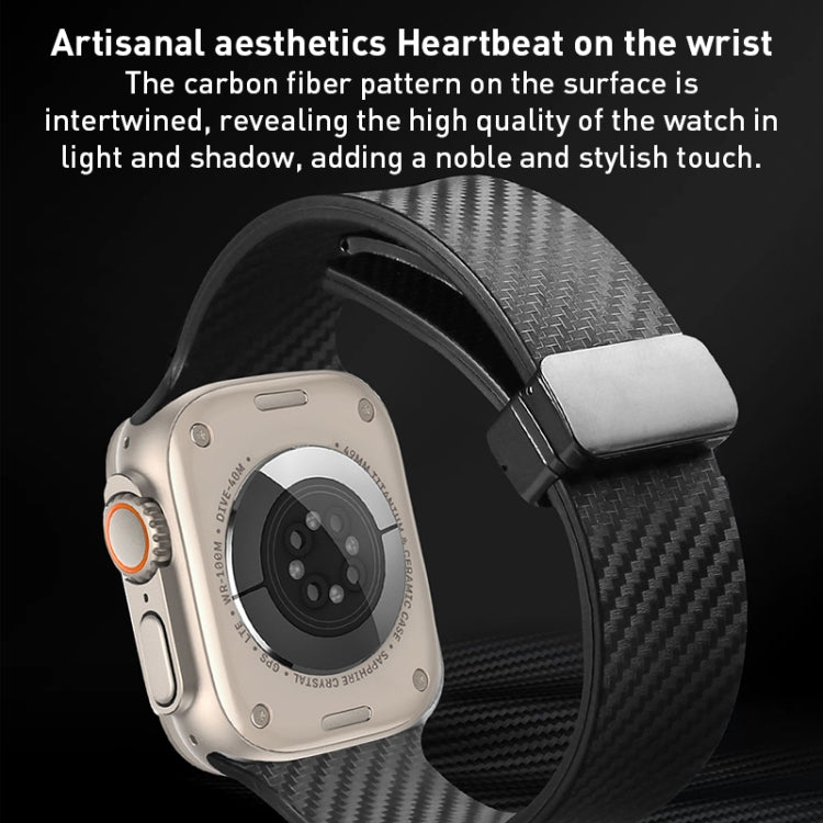 For Apple Watch 38mm Carbon Fiber Pattern Magnetic Buckle Silicone Watch Band(Grey) - Watch Bands by PMC TechLife | Online Shopping South Africa | PMC TechLife