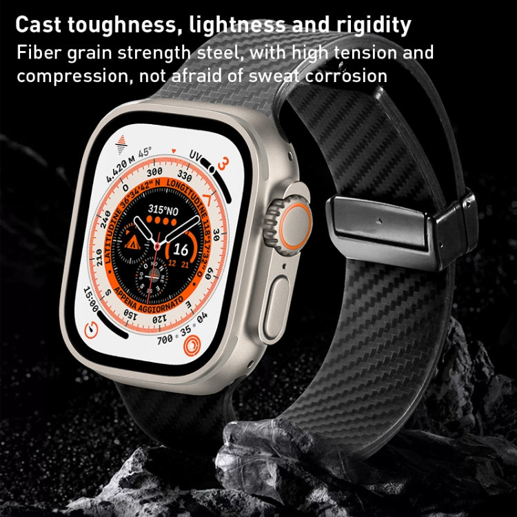 For Apple Watch 7 41mm Carbon Fiber Pattern Magnetic Buckle Silicone Watch Band(Grey) - Watch Bands by PMC TechLife | Online Shopping South Africa | PMC TechLife