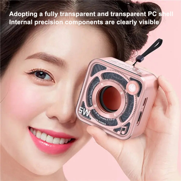 T&G DW12 Portable Mini Wireless Bluetooth Speaker Transparent Subwoofer Support TF Card(Blue) - Mini Speaker by T&G | Online Shopping South Africa | PMC TechLife | Buy Now Pay Later Mobicred