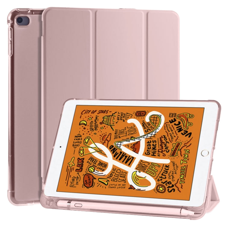 For iPad Mini 5 / Mini 4 3-folding Horizontal Flip PU Leather + Shockproof TPU Case with Holder & Pen Slot(Pink) - iPad mini (2019) / mini 5 Cases by PMC TechLife | Online Shopping South Africa | PMC TechLife | Buy Now Pay Later Mobicred